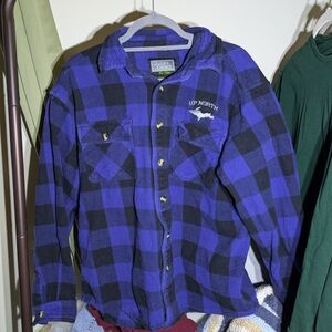 Blue and Black Plaid Flannel Shirt